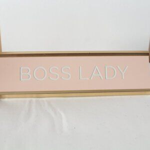 Boss Lady Desk Plate/Sign Pink/Gold Retro Look